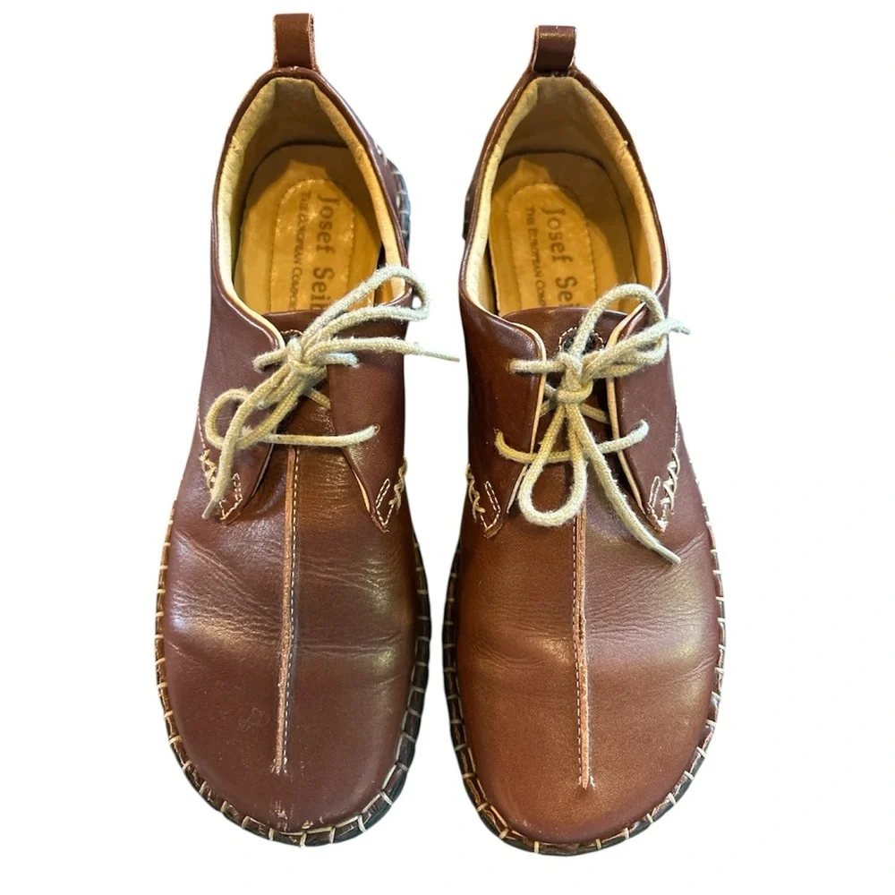 Josef Seibel Brown Leather Oxford Shoes Women's Size‎ 37 / US 6.5–7 Comfort - Picture 9 of 9